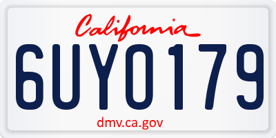 CA license plate 6UYO179