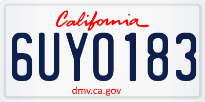 CA license plate 6UYO183