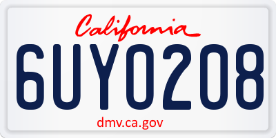 CA license plate 6UYO208
