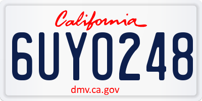 CA license plate 6UYO248
