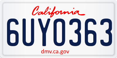 CA license plate 6UYO363