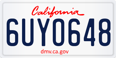 CA license plate 6UYO648