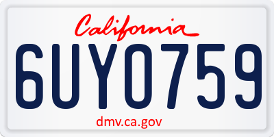 CA license plate 6UYO759