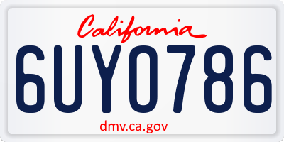 CA license plate 6UYO786