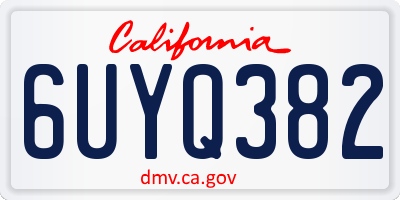 CA license plate 6UYQ382