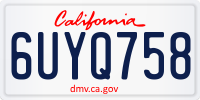 CA license plate 6UYQ758
