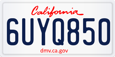 CA license plate 6UYQ850
