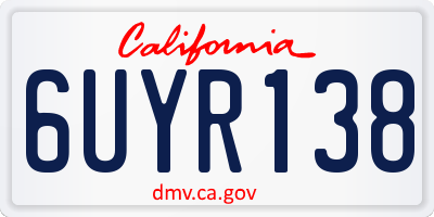 CA license plate 6UYR138