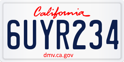 CA license plate 6UYR234