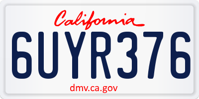 CA license plate 6UYR376