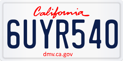 CA license plate 6UYR540