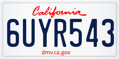 CA license plate 6UYR543