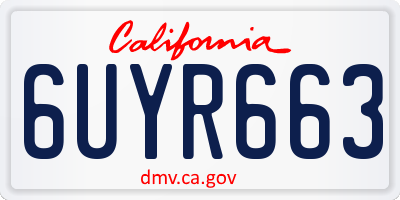CA license plate 6UYR663