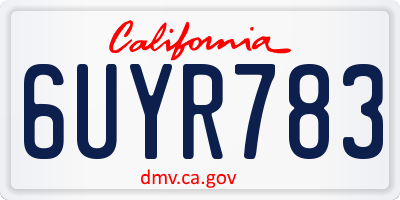 CA license plate 6UYR783
