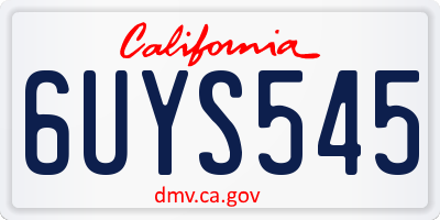 CA license plate 6UYS545