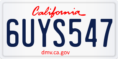 CA license plate 6UYS547