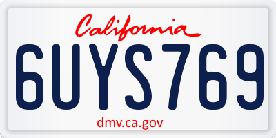 CA license plate 6UYS769