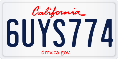 CA license plate 6UYS774