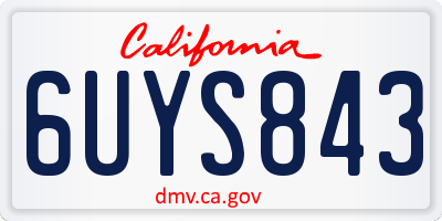 CA license plate 6UYS843