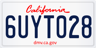 CA license plate 6UYT028