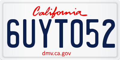 CA license plate 6UYT052