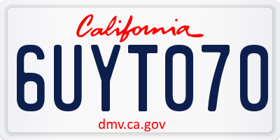 CA license plate 6UYT070