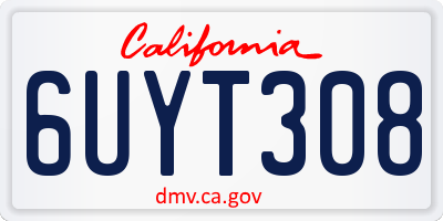 CA license plate 6UYT308