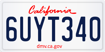 CA license plate 6UYT340