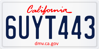CA license plate 6UYT443