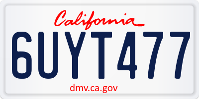CA license plate 6UYT477