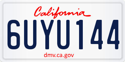 CA license plate 6UYU144