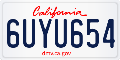 CA license plate 6UYU654