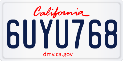 CA license plate 6UYU768