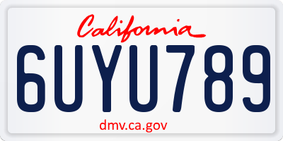 CA license plate 6UYU789