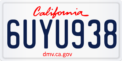 CA license plate 6UYU938
