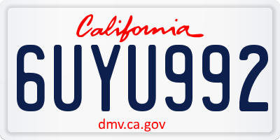 CA license plate 6UYU992