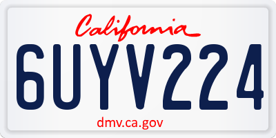 CA license plate 6UYV224