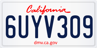 CA license plate 6UYV309