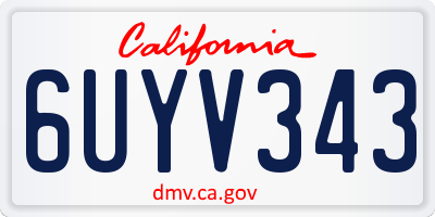 CA license plate 6UYV343