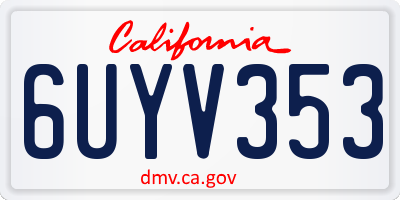 CA license plate 6UYV353