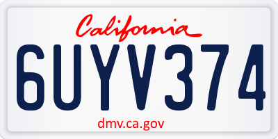 CA license plate 6UYV374