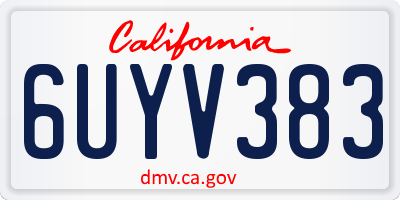 CA license plate 6UYV383