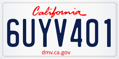 CA license plate 6UYV401