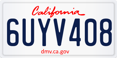 CA license plate 6UYV408