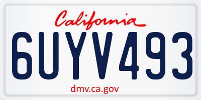 CA license plate 6UYV493