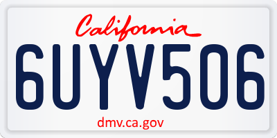 CA license plate 6UYV506