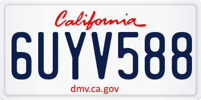 CA license plate 6UYV588