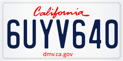CA license plate 6UYV640