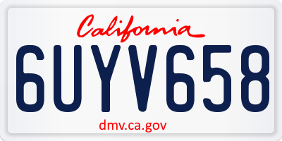 CA license plate 6UYV658