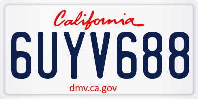CA license plate 6UYV688